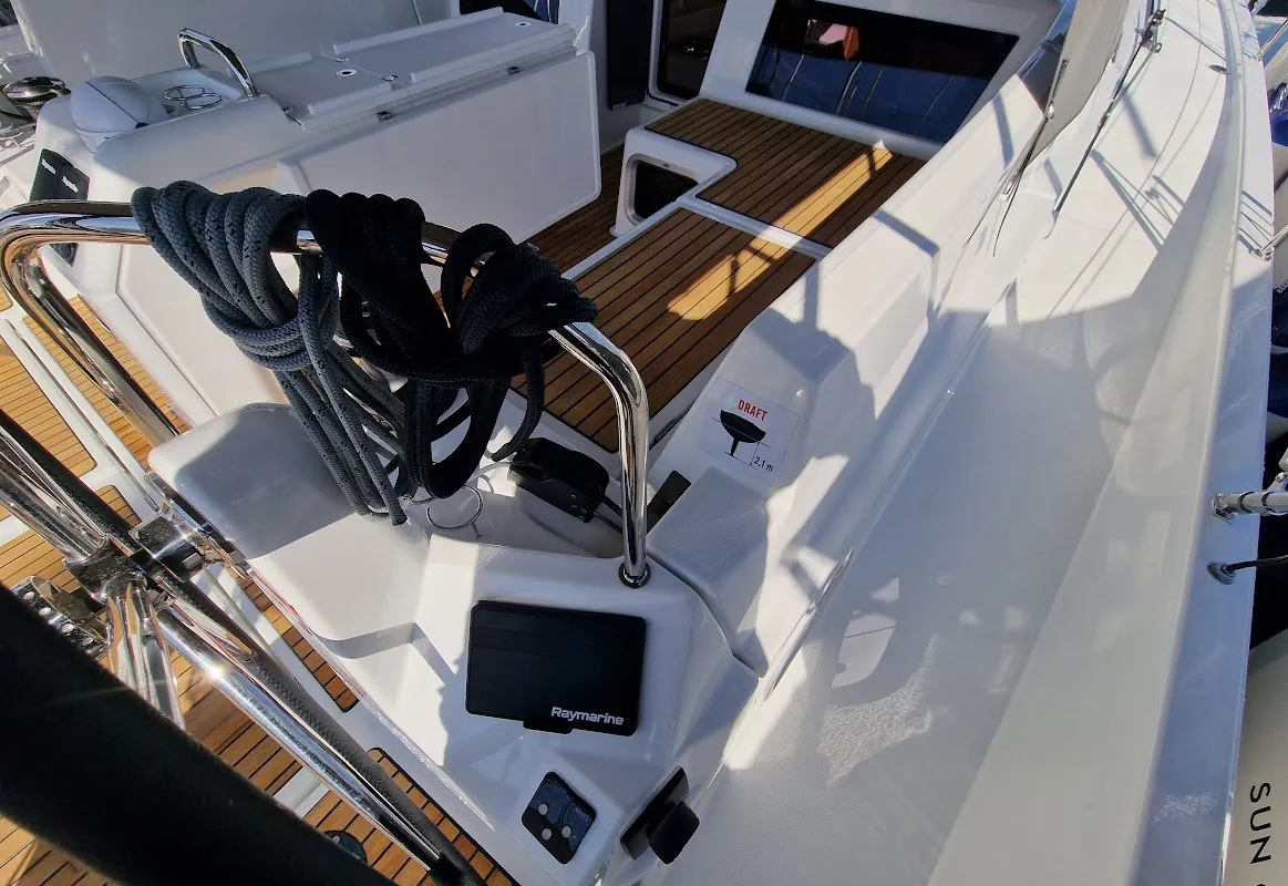 Cockpit of Vela, a Jeanneau Sun Odyssey 440 sailboat at Grad Biograd na Moru, Croatia