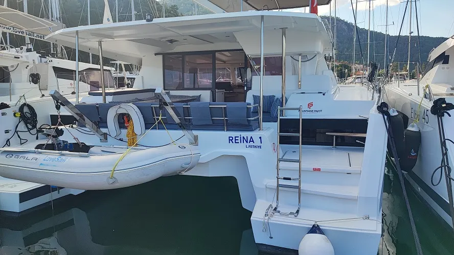 Reina, a Fountaine Pajot Astrea 42 catamaran at Fethiye, Turkey