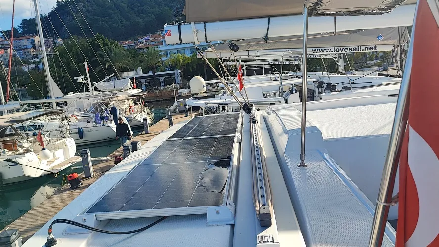 Reina, a Fountaine Pajot Astrea 42 catamaran at Fethiye, Turkey