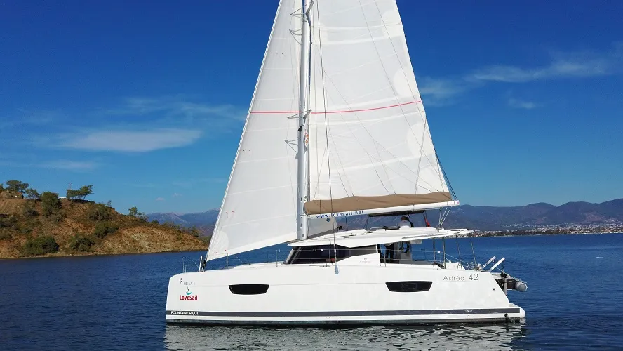 Reina, a Fountaine Pajot Astrea 42 catamaran at Fethiye, Turkey