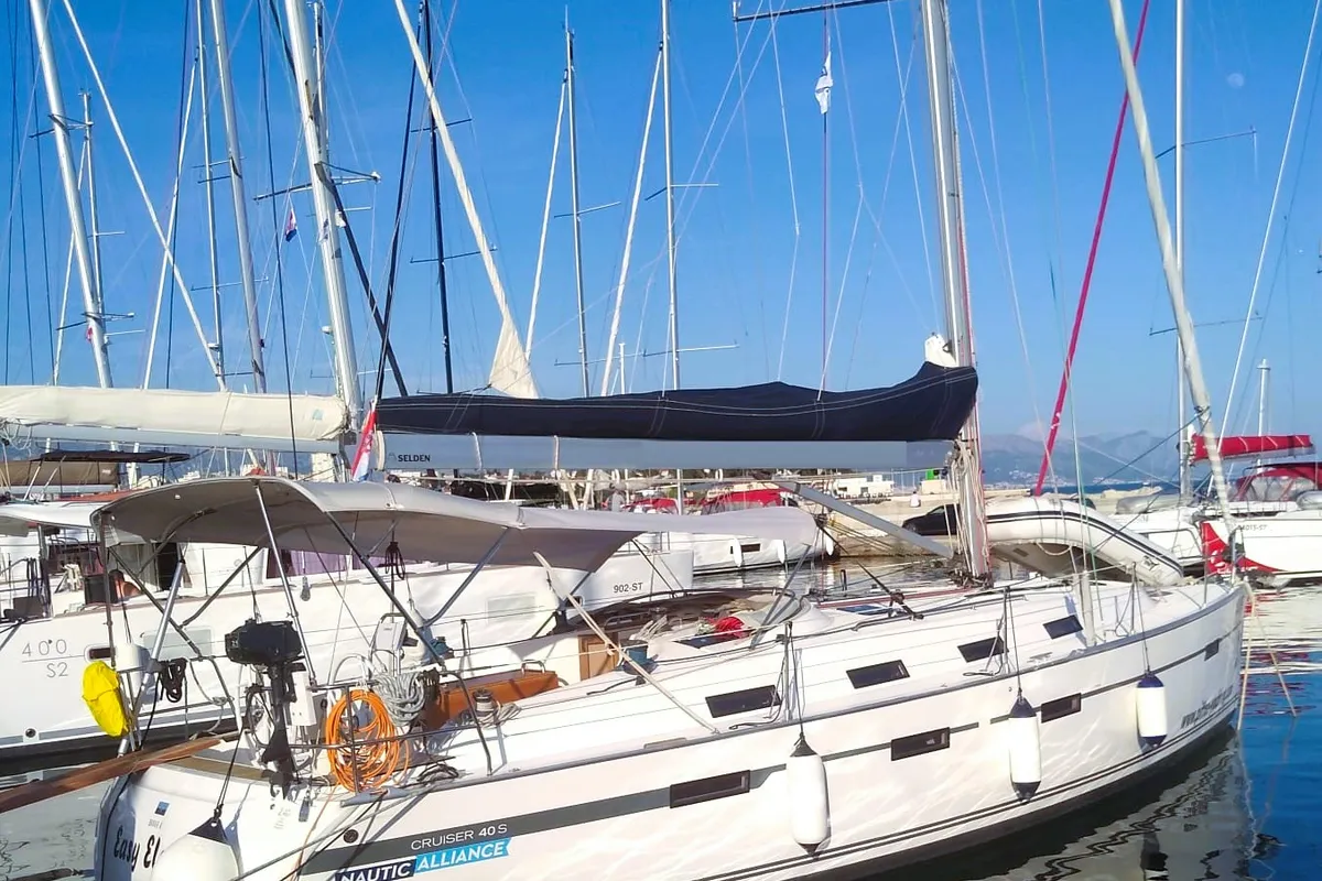 Exterior view of Easy Eleven, a Bavaria Cruiser 40 S sailboat at Split, Croatia