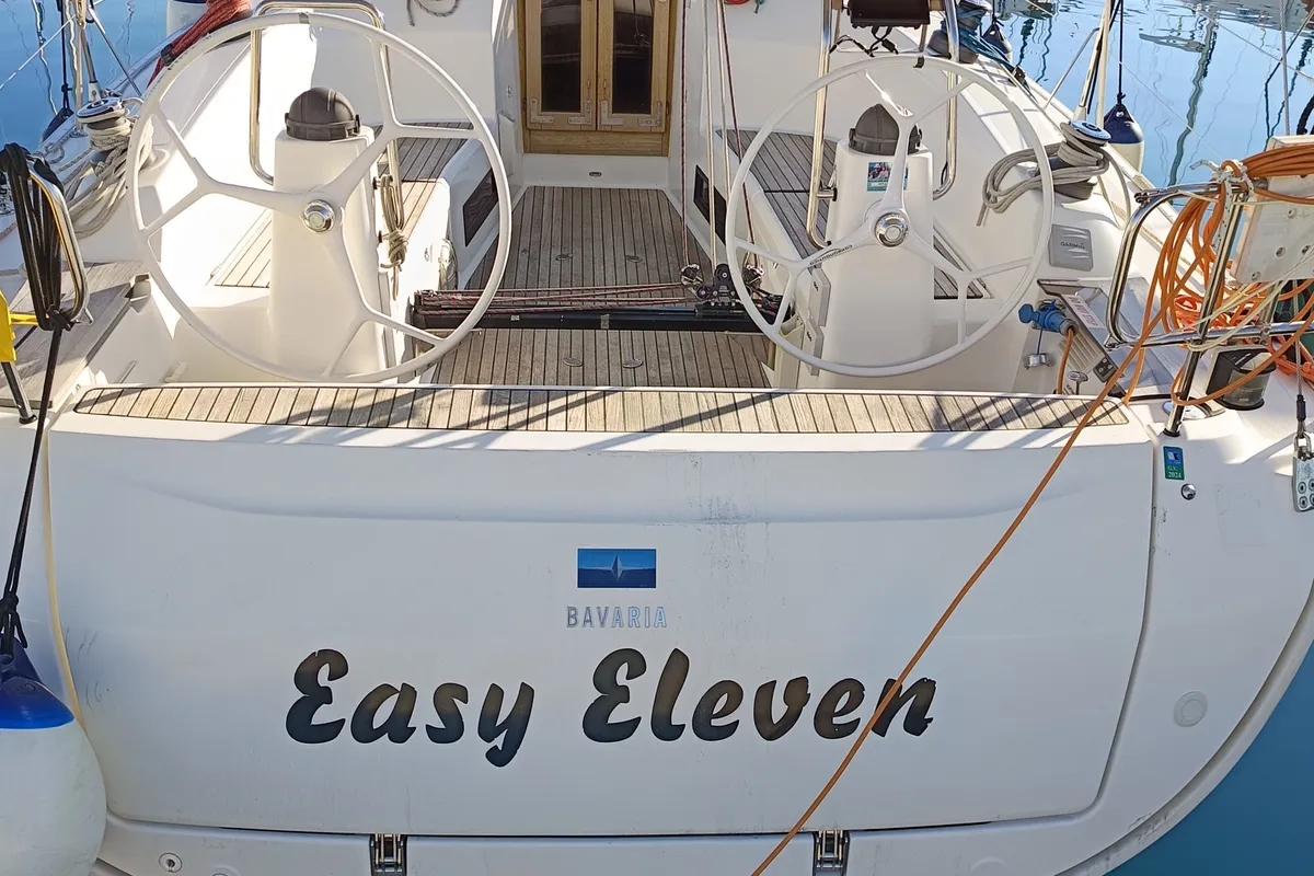 Exterior view of Easy Eleven, a Bavaria Cruiser 40 S sailboat at Split, Croatia
