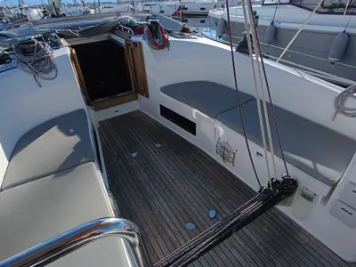 Deck of Easy Eleven, a Bavaria Cruiser 40 S sailboat at Split, Croatia