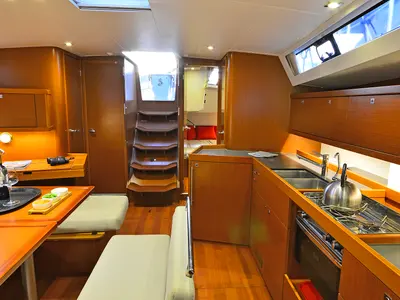 Galley of Butterfly, a Beneteau Oceanis 45 sailboat at Kos, Greece