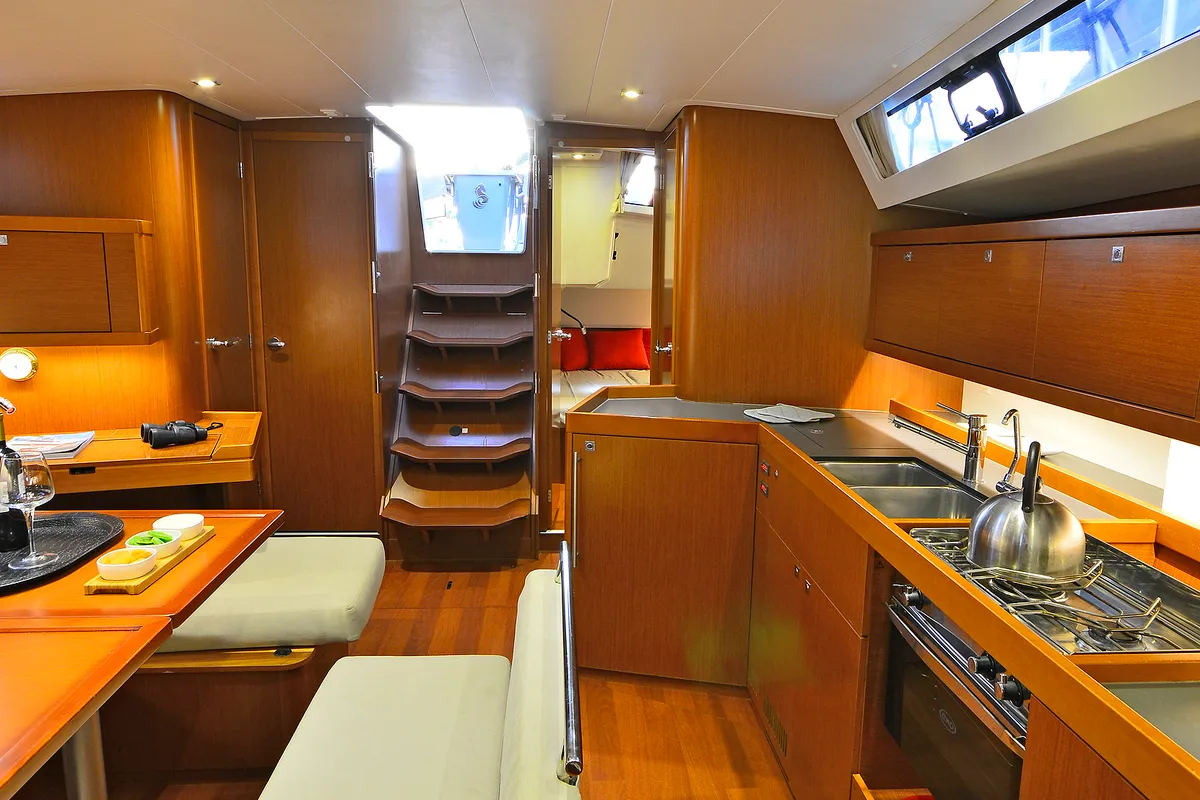 Galley of Butterfly, a Beneteau Oceanis 45 sailboat at Kos, Greece