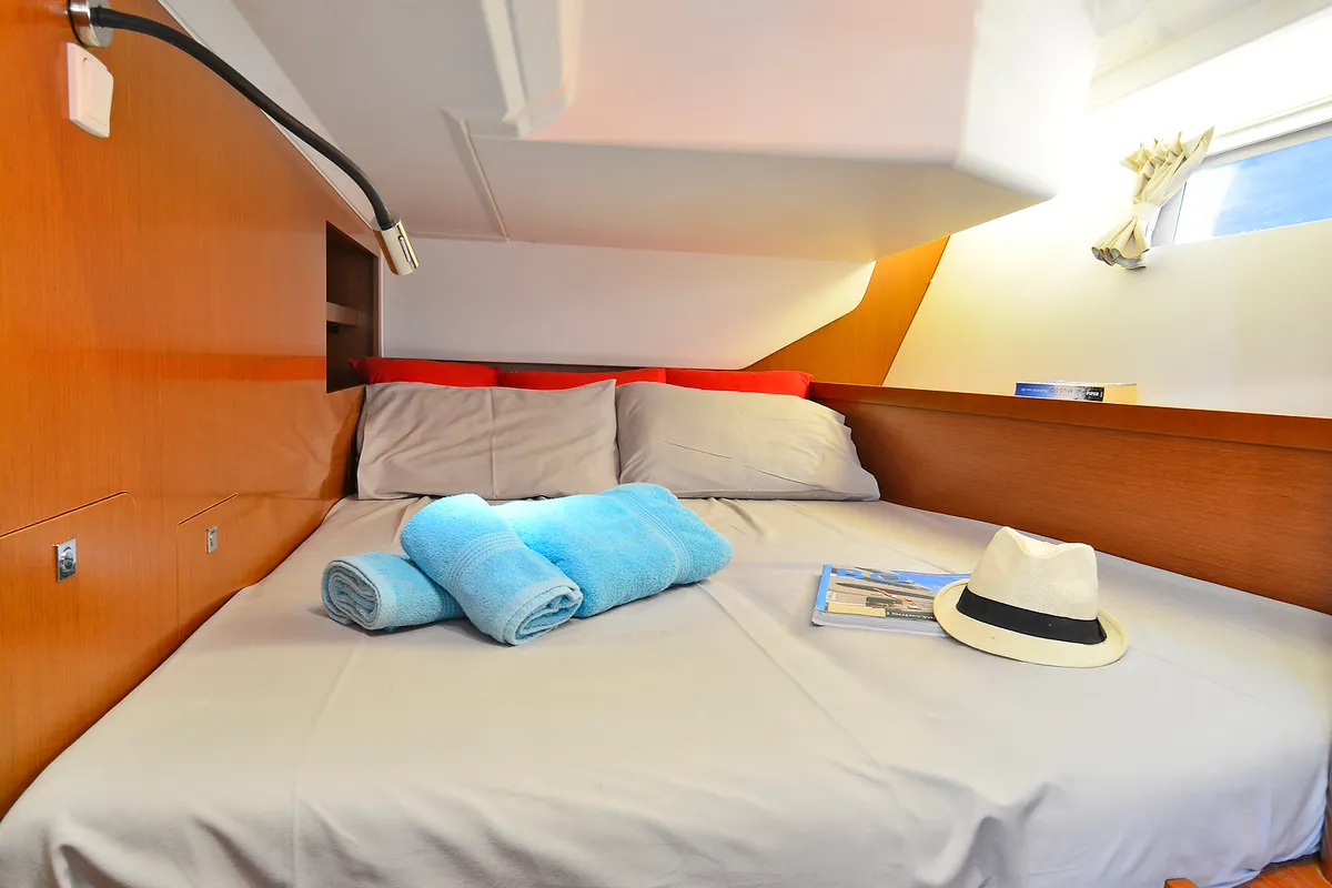 Cabin on Butterfly, a Beneteau Oceanis 45 sailboat at Kos, Greece