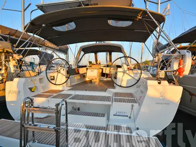 Deck of Butterfly, a Beneteau Oceanis 45 sailboat at Kos, Greece