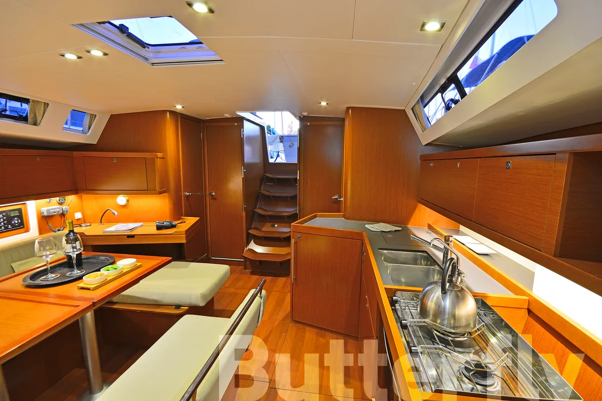 Galley of Butterfly, a Beneteau Oceanis 45 sailboat at Kos, Greece