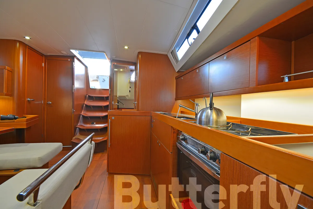 Galley of Butterfly, a Beneteau Oceanis 45 sailboat at Kos, Greece