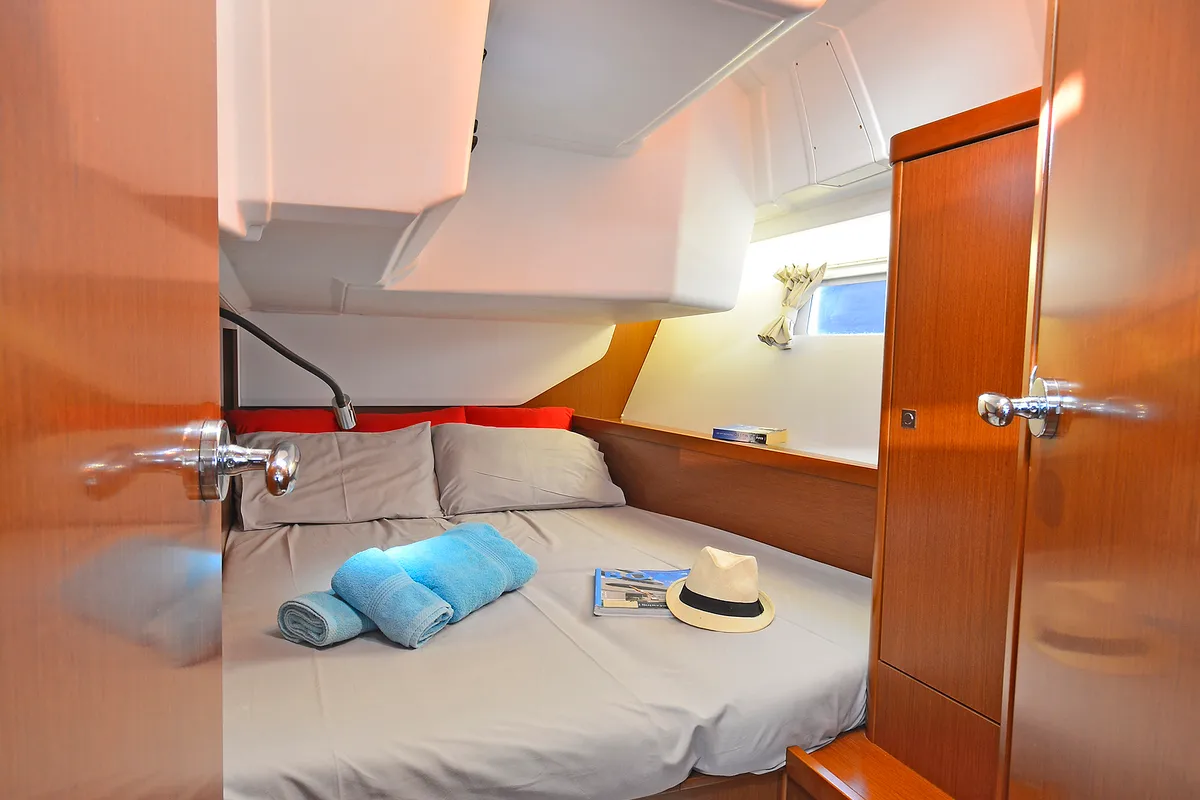 Cabin on Butterfly, a Beneteau Oceanis 45 sailboat at Kos, Greece