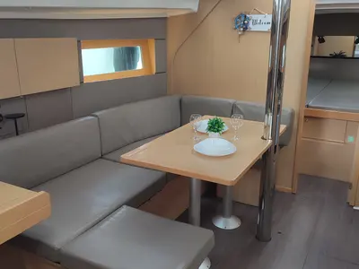 Salon of Zografia, a Beneteau Oceanis 38 sailboat at Municipal Unit of Lefkada, Greece