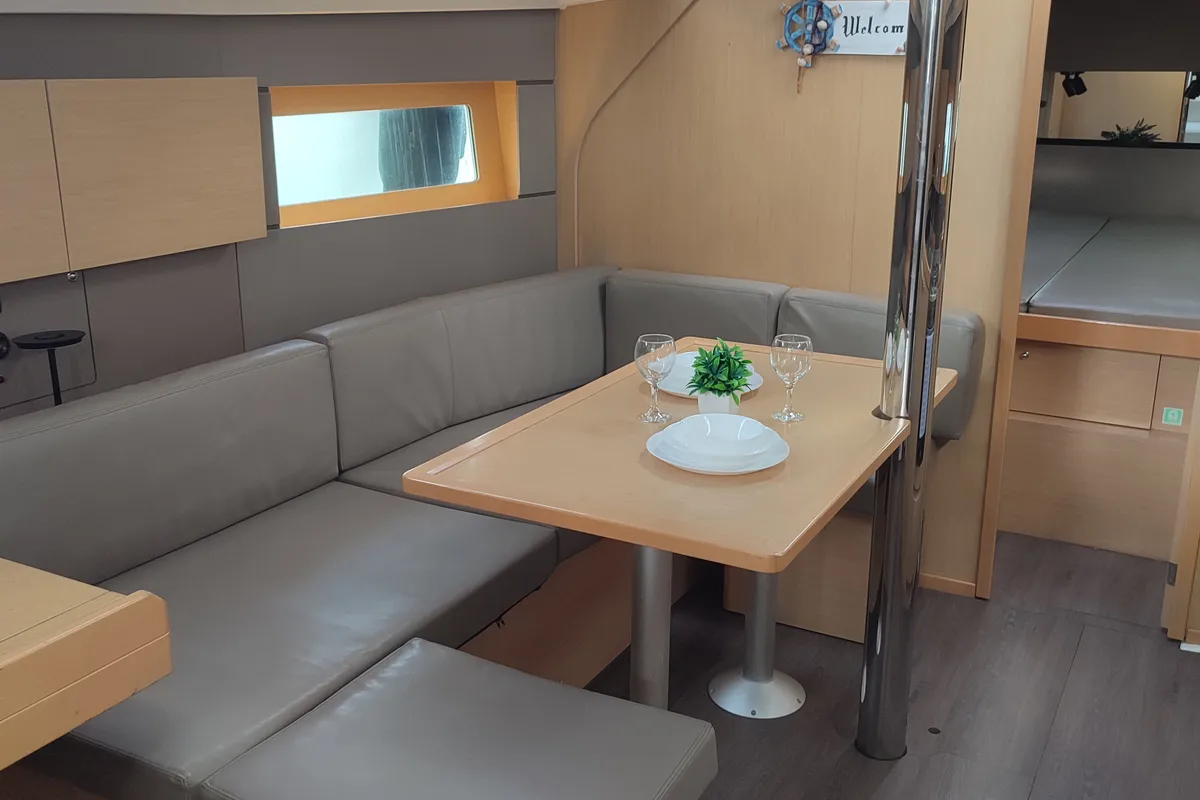 Salon of Zografia, a Beneteau Oceanis 38 sailboat at Municipal Unit of Lefkada, Greece