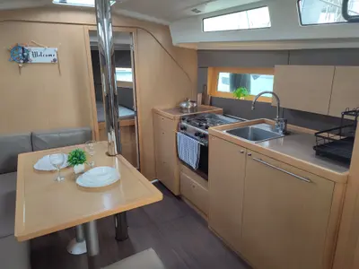 Galley of Zografia, a Beneteau Oceanis 38 sailboat at Municipal Unit of Lefkada, Greece