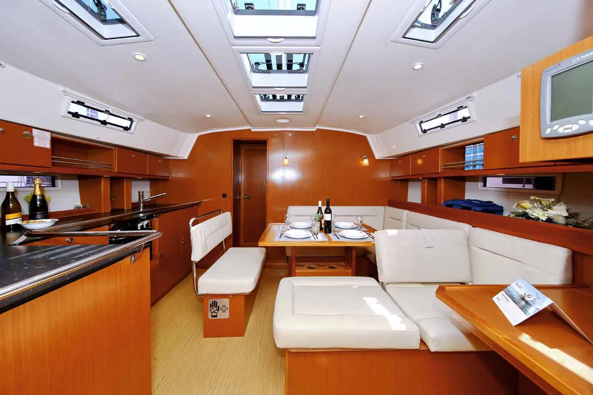 Salon of Julia III, a Bavaria Cruiser 45 sailboat at Grad Biograd na Moru, Croatia
