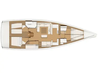 Floor plan of Holiday planet, a Dufour 520 Grand Large sailboat at Palermo, Italy