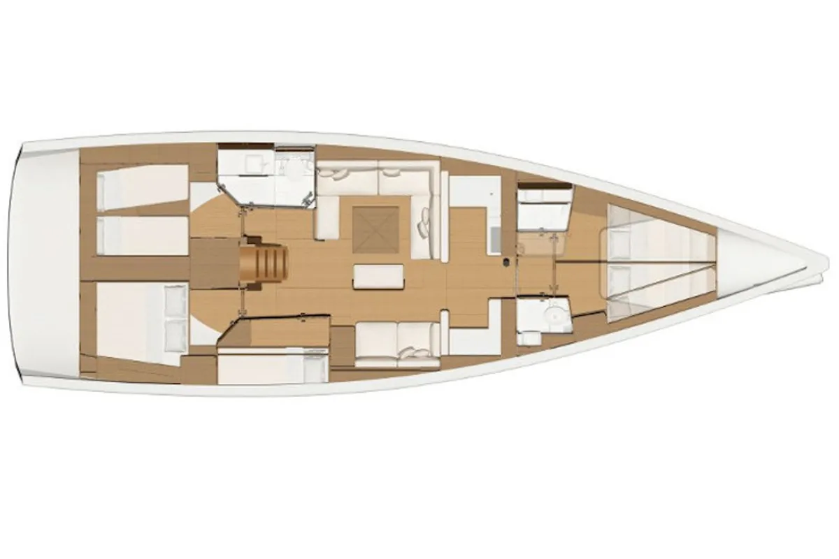 Floor plan of Holiday planet, a Dufour 520 Grand Large sailboat at Palermo, Italy