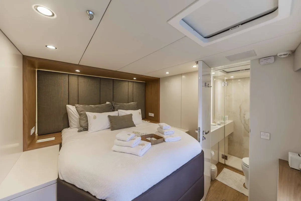 Cabin on Sinata, a Sunreef 60 catamaran at Rogoznica, Croatia