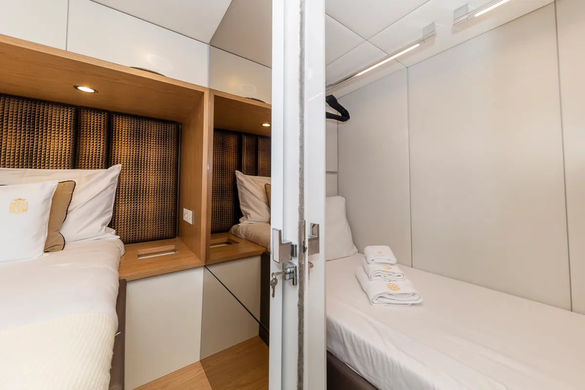 Cabin on Sinata, a Sunreef 60 catamaran at Rogoznica, Croatia