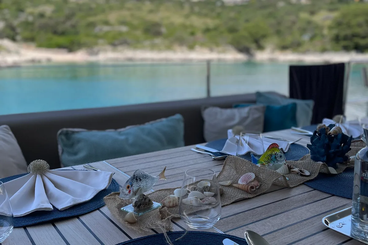 Deck of Sinata, a Sunreef 60 catamaran at Rogoznica, Croatia