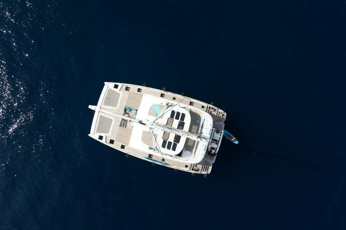 Exterior view of Sinata, a Sunreef 60 catamaran at Rogoznica, Croatia