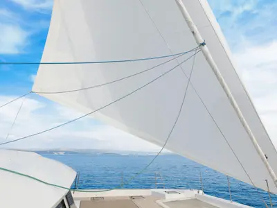 Deck of Sinata, a Sunreef 60 catamaran at Rogoznica, Croatia
