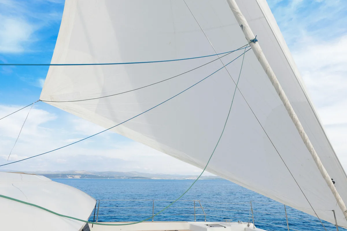 Deck of Sinata, a Sunreef 60 catamaran at Rogoznica, Croatia