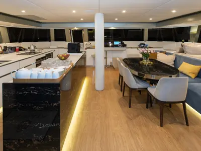 Salon of Sinata, a Sunreef 60 catamaran at Rogoznica, Croatia