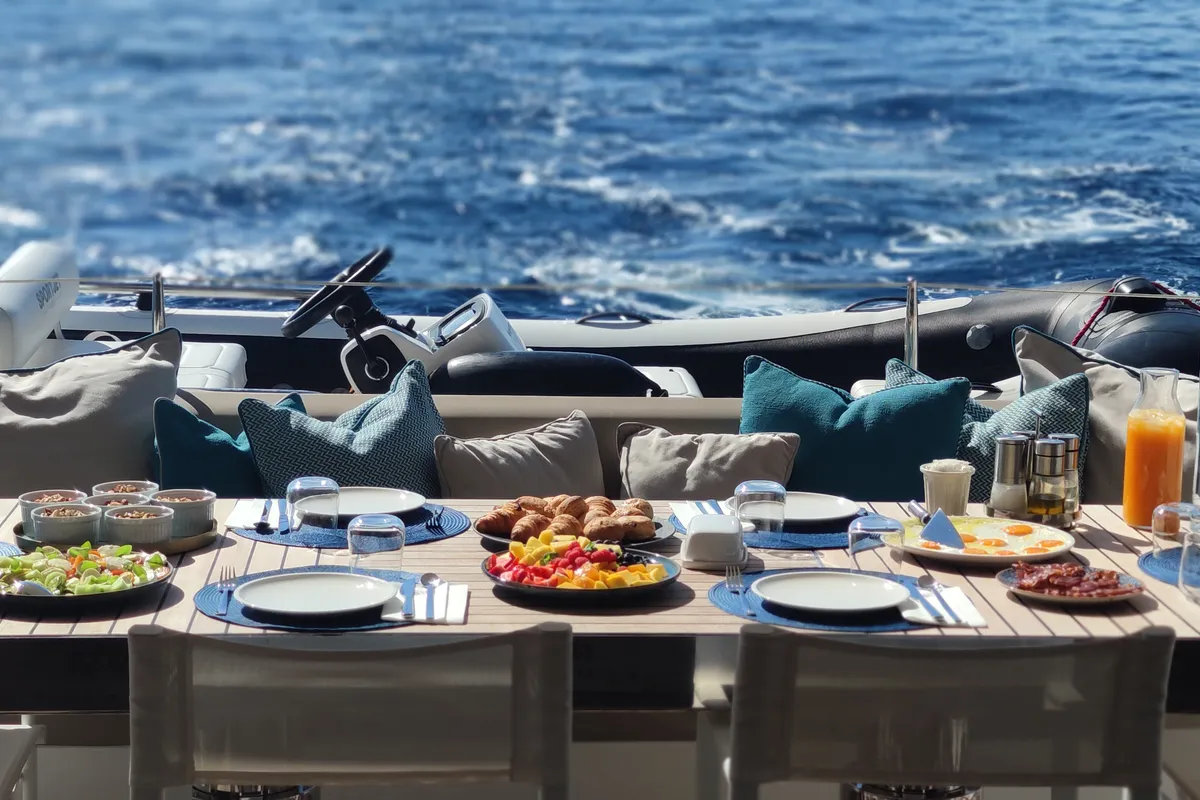 Deck of Sinata, a Sunreef 60 catamaran at Rogoznica, Croatia