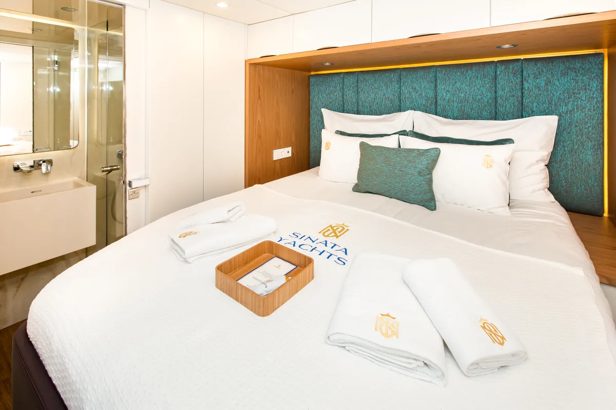 Cabin on Sinata, a Sunreef 60 catamaran at Rogoznica, Croatia