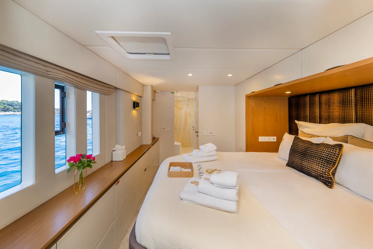 Cabin on Sinata, a Sunreef 60 catamaran at Rogoznica, Croatia
