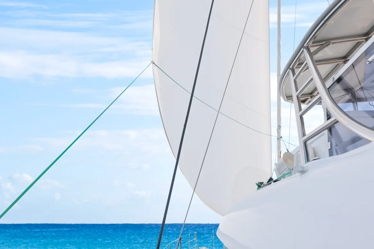 Exterior view of Sinata, a Sunreef 60 catamaran at Rogoznica, Croatia