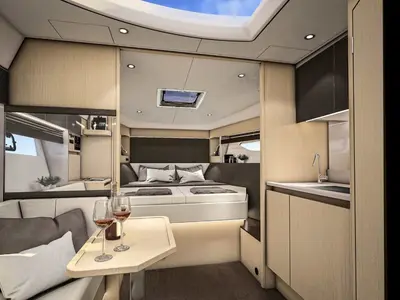 Cabin on Tokyo, a Bavaria SR36HT motor yacht at Punat, Croatia