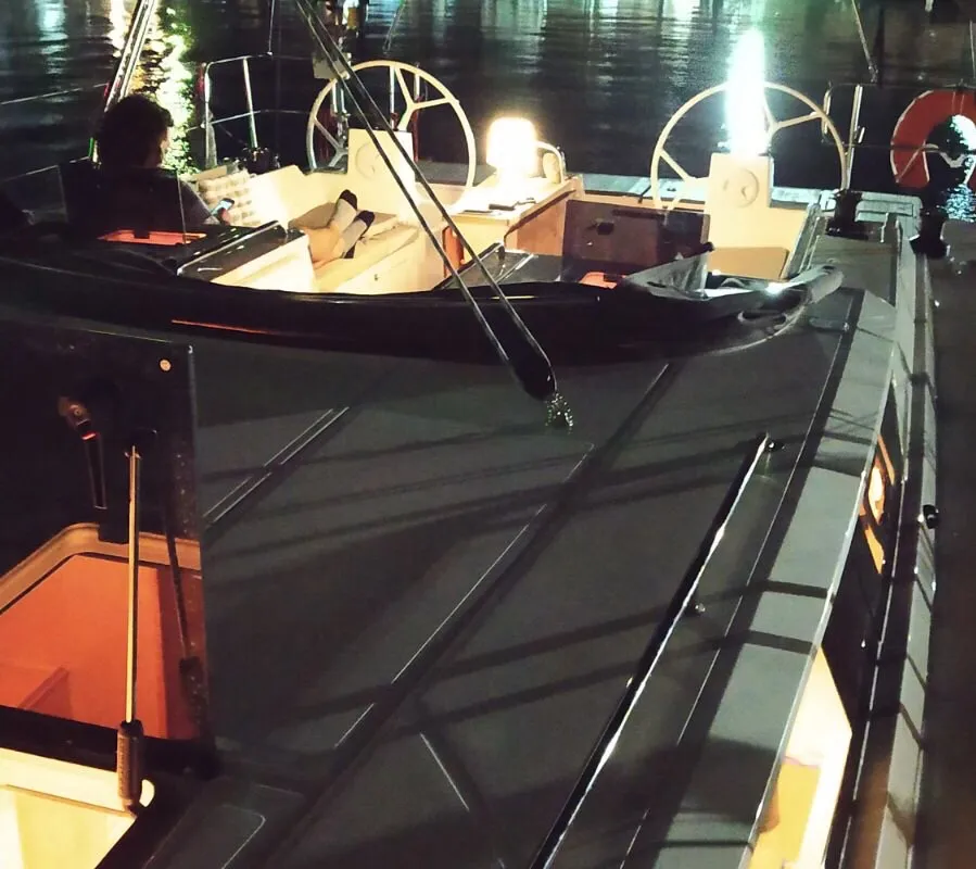 Cockpit of Callisto, a Bavaria Cruiser 45 sailboat at Ellomenos, Greece