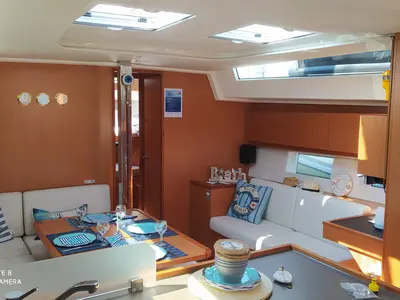 Salon of Callisto, a Bavaria Cruiser 45 sailboat at Ellomenos, Greece