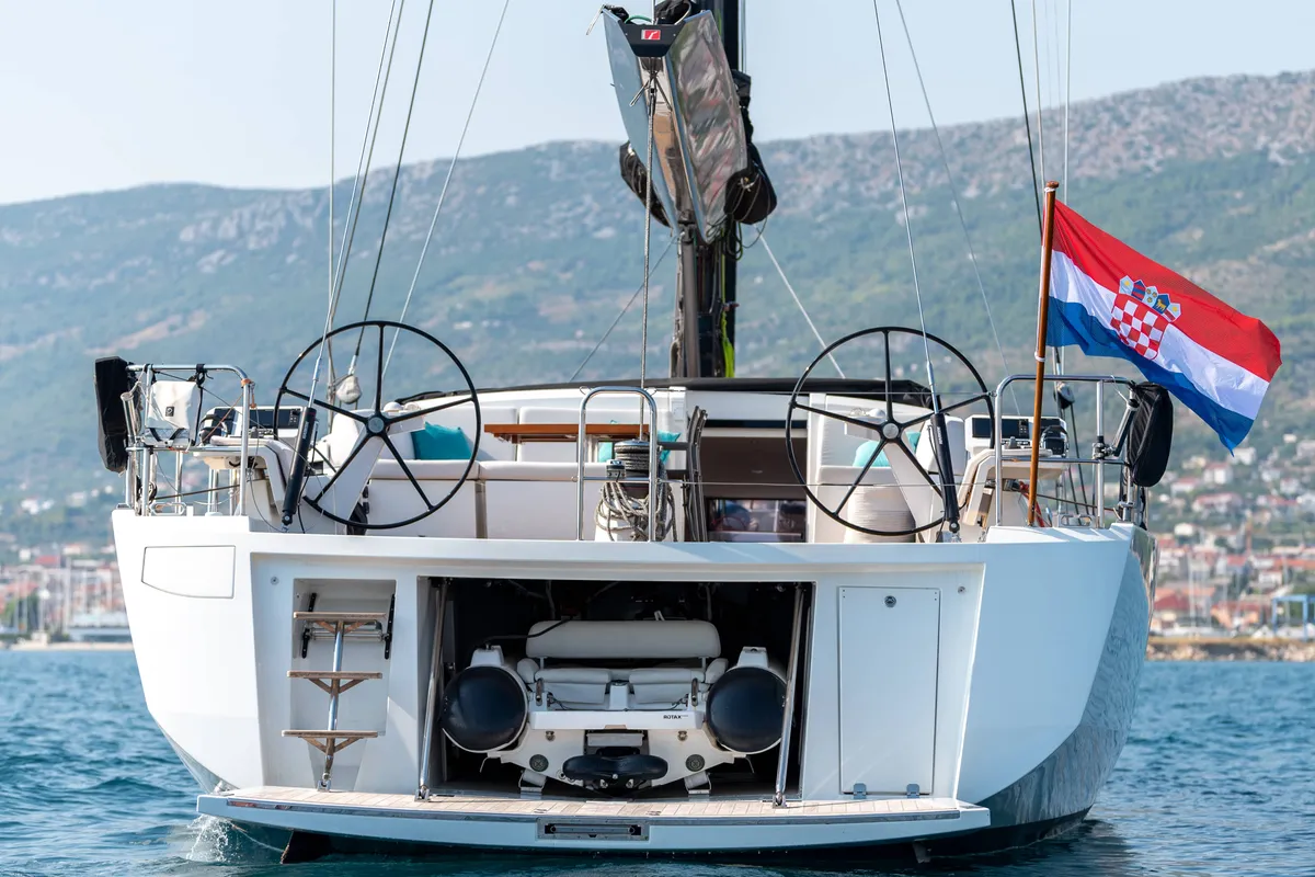 Exterior view of Bubbles, a CNB 76 sailboat at Grad Kaštela, Croatia
