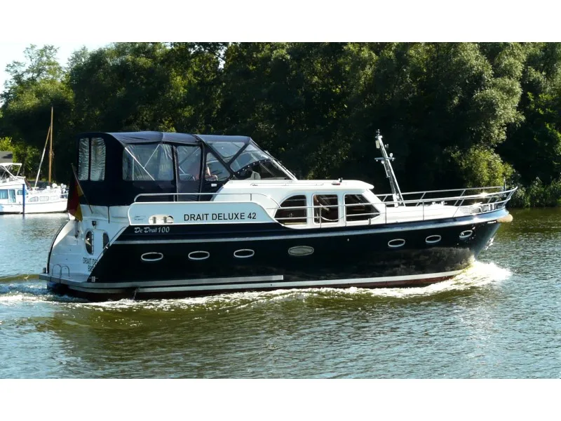 Exterior view of Drait 117, a De Drait DeLuxe 42 motorboat at Drachten, Netherlands