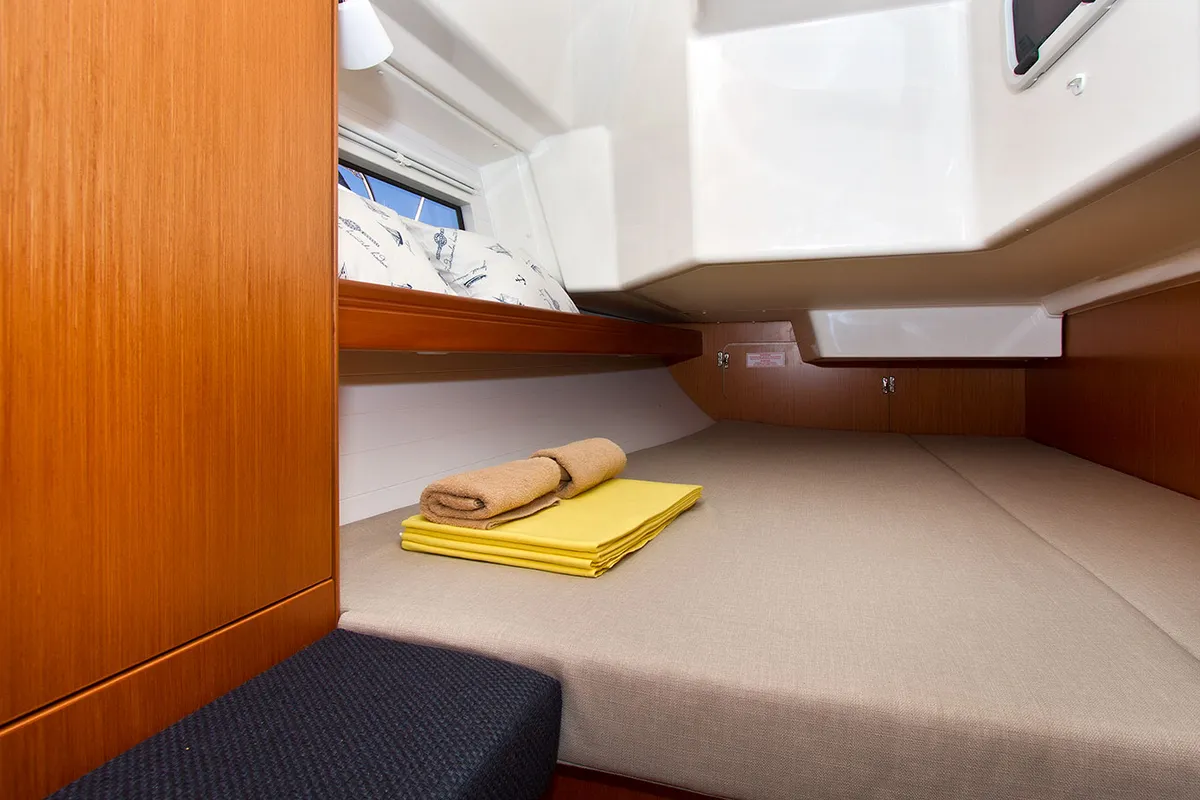 Cabin on Artina, a Bavaria Cruiser 34 sailboat at Split, Croatia
