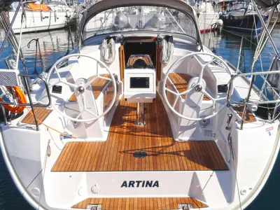Cockpit of Artina, a Bavaria Cruiser 34 sailboat at Split, Croatia