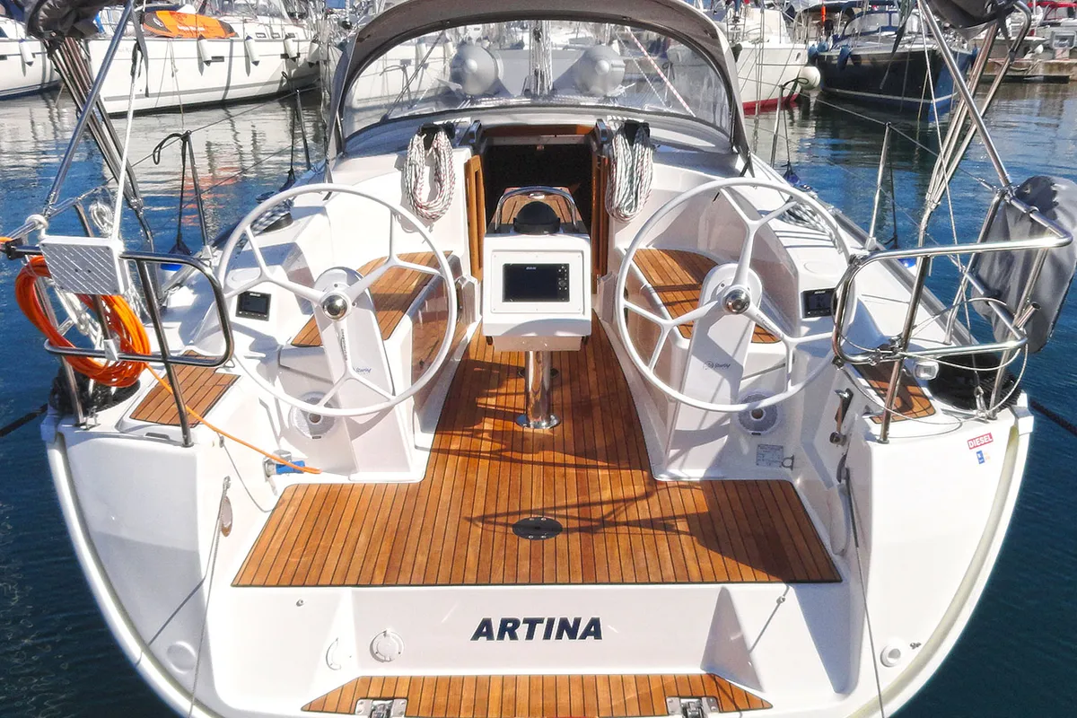 Cockpit of Artina, a Bavaria Cruiser 34 sailboat at Split, Croatia