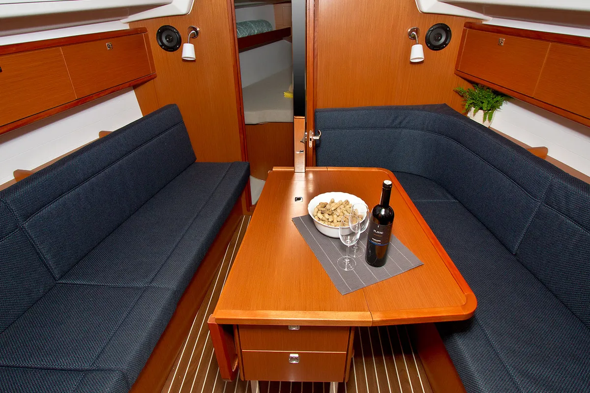 Salon of Artina, a Bavaria Cruiser 34 sailboat at Split, Croatia