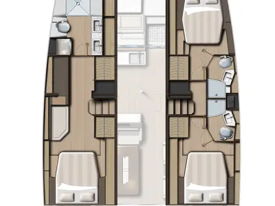 Floor plan of Loy, a Bali 4.4 catamaran at Plan-d'Aups-Sainte-Baume, France