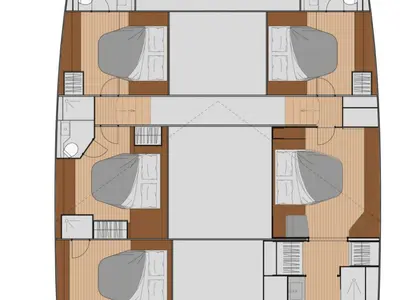 Floor plan of Alma, a Fountaine Pajot Samana 59 catamaran at Athens, Greece