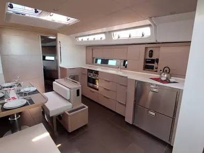 Galley of Nausicaä, a Hanse 460 sailboat at Rosignano Solvay, Italy