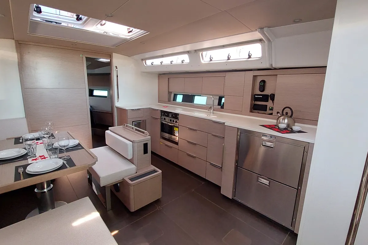 Galley of Nausicaä, a Hanse 460 sailboat at Rosignano Solvay, Italy