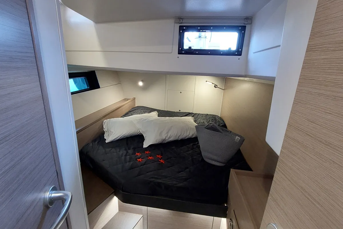 Cabin on Nausicaä, a Hanse 460 sailboat at Rosignano Solvay, Italy