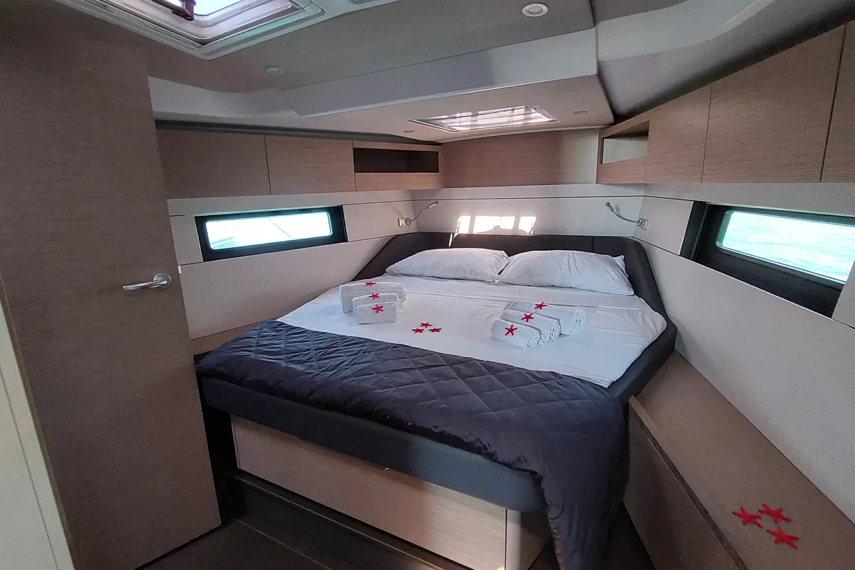 Cabin on Nausicaä, a Hanse 460 sailboat at Rosignano Solvay, Italy