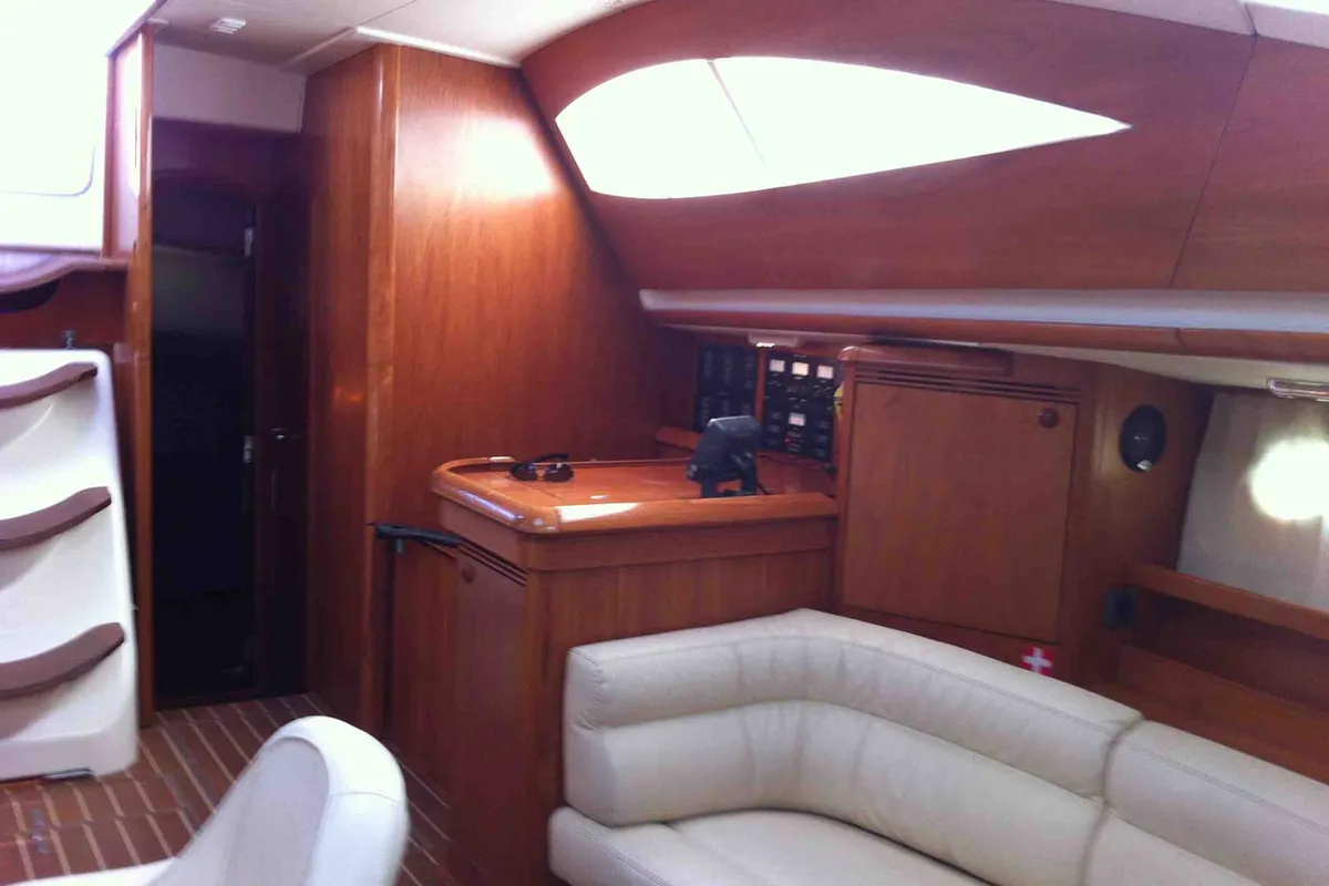 Idrea, a Jeanneau Sun Odyssey 49DS sailboat at Lavreotiki Municipal Unit, Greece