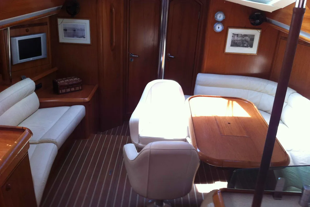 Idrea, a Jeanneau Sun Odyssey 49DS sailboat at Lavreotiki Municipal Unit, Greece