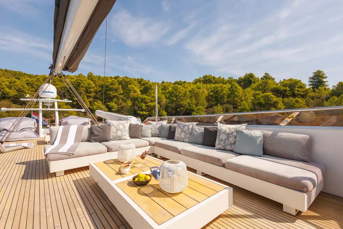 Deck of San Limi, a Gulet Motoryacht motor yacht at Split, Croatia