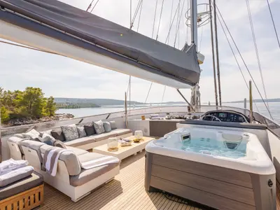 Deck of San Limi, a Gulet Motoryacht motor yacht at Split, Croatia